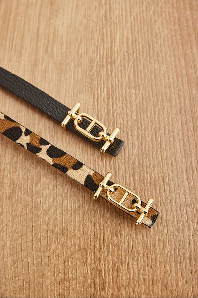 Olalook Costum cu centură din piele artificială cu 2 bucăți, leopard negru, KMR- 19000151