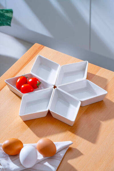 ACAR Bianco Perla 6 lı Porselen Kahvaltılık Tabak - 14 cm