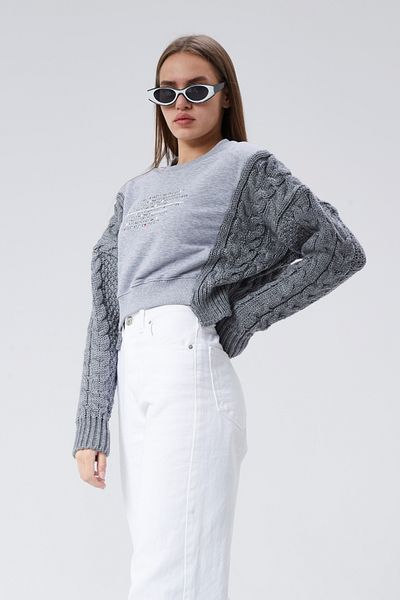 soBasic Hanorac Gigi Gri - Decolteu Crew și Detaliu Tricot