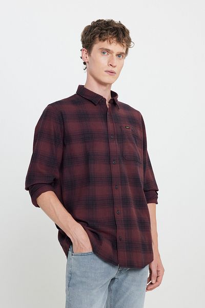 Lee Regular Fit Regular Cut 100% Cotton Men's Red Plaid Shirt