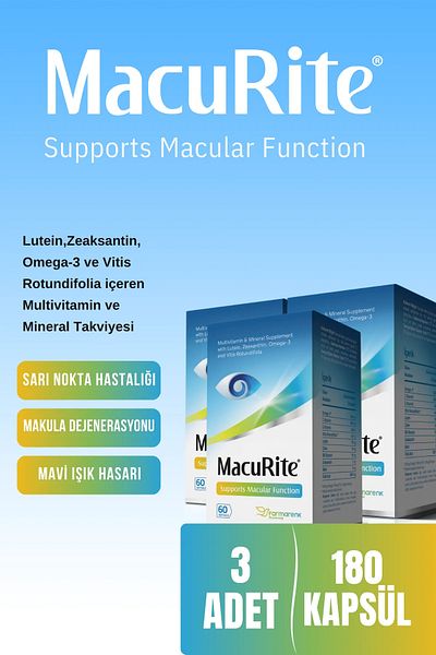 macurite 60 Softgel Capsules Containing Lutein Zeaxanthin - Eye Vitamin 3 Pieces