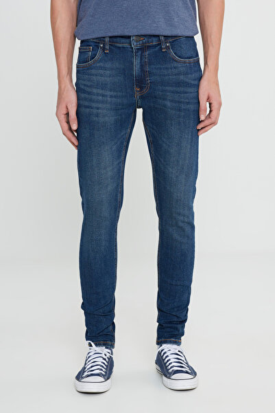 Lee Skinny Fit Çok Dar Kesim Normal Bel Çok Dar Paça Erkek Malone Mavi Esnek Jean Denim Kot Pantolon