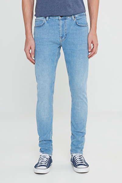 Lee Skinny Fit Dar Kesim Normal Bel Dar Paça Malone Erkek Açık Mavi Pamuklu Esnek Jean Kot Pantolon