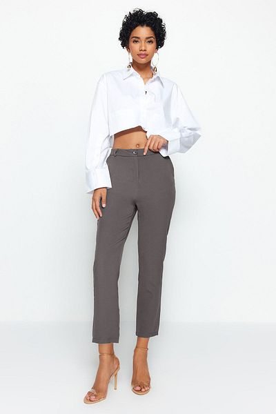 Trendyol Collection Dark Anthracite Basic Cigarette Narrow Leg Woven Fabric Pants Twoss19St0038