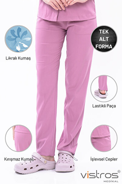 Vistros Medikal Boru Paça Yan Cep Detaylı Likralı Medikal Forma Doktor & Hemş...