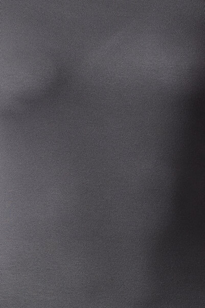 Trendyol Collection Μπλούζα Boat Neck Premium Soft - Ανθρακί, Εφαρμόζεται στο σώμα, TWOAW24BZ00227