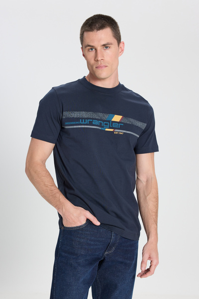 WRANGLER %100 Pamuk Regular Fit Normal Kesim Bisiklet Yaka Erkek Baskılı Antrasit Tişört