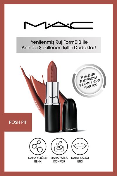 M.A.C Lustreglass Sheer-Shine Lipstick - Posh Pit 773602609819
