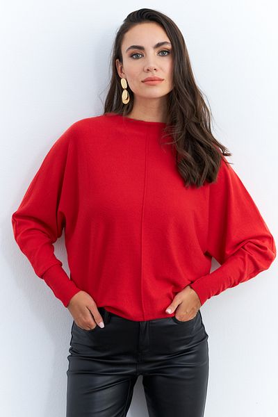 Cool & Sexy Women's Red Bat Sleeve Sweater Yil558