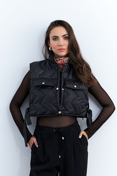 Cool & Sexy Schwarze Crop-Weste für Damen – IS808