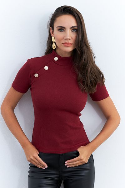 Cool & Sexy Burgunderrote, geknöpfte Camisole-Damenbluse EY2560