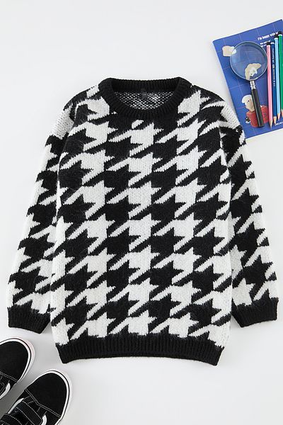 TRENDYOLKIDS Pulover de tricotaj cu model pentru fete negre TKDAW25KZ00026