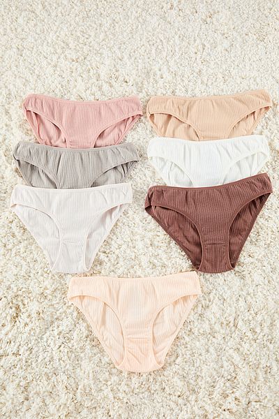 Trendyol Collection 7er-Pack weiße und mehrfarbige Baumwoll-Cord-Slips – THMAW25KU00027