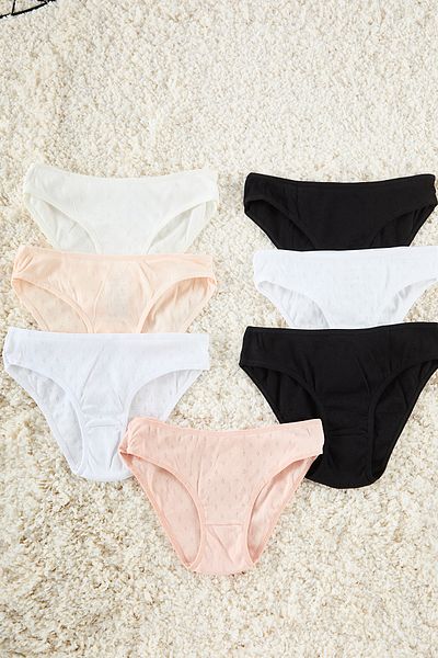 Trendyol Collection Packung mit 7 farbigen, klassischen Strickhöschen aus 100 % Baumwolle – THMAW25KU00029