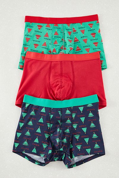 Trendyol Collection Újévi nyomtatott 3 db pamut boxer készlet - TMNAW25BX00024