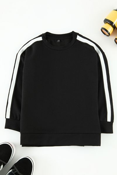 TRENDYOLKIDS Суитшърт Mini Me за момче - щампа баща-син, черен, плетен Tkdaw25Sw00064