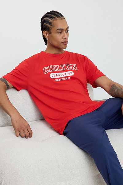 Trendyol Collection Rot-Marineblaues Strick-Pyjama-Set mit normaler Passform TMNAW25PT00027