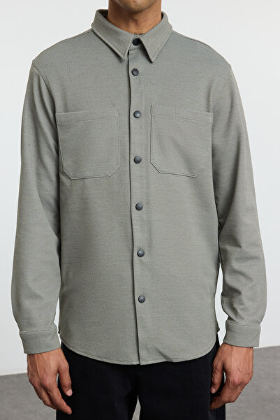 Trendyol Collection Zimní bunda Regular Fit Pletená khaki barva - Tmnaw25Go00016