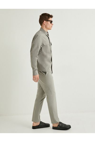 Koton Chino Fabric Trousers - Buttoned and Pocket Detail