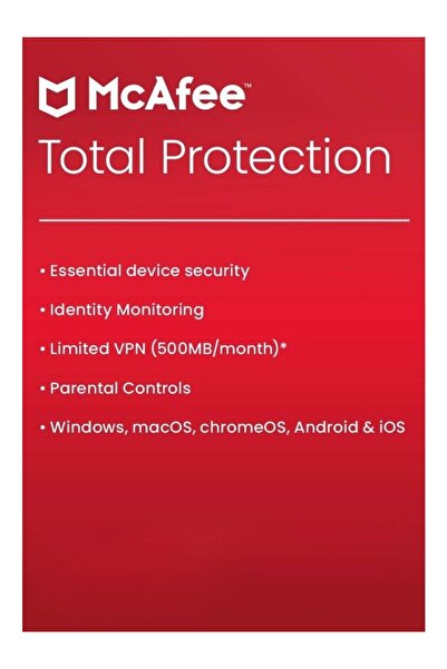 McAFEE Total Protection 2025 - 1 Cihaz 3 Yıl Abonelik Kodu (Windows/MAC/İOS/Android)