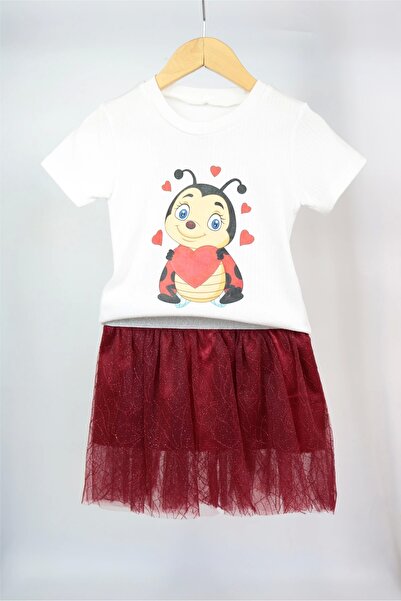 LOGO AKSESUAR Set de două bucăți pentru fetiță, tip gărgăriță, roșu claret