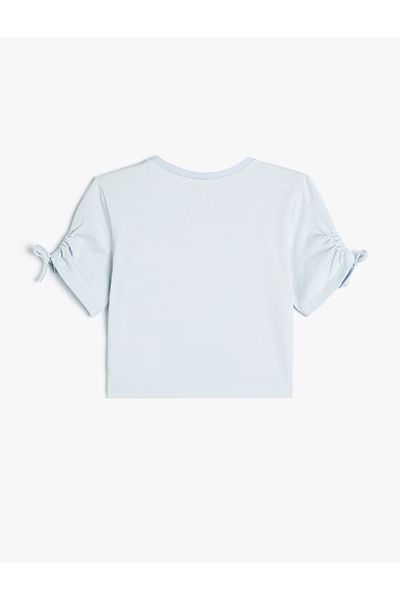 Koton Tricou cu mânecă scurtă din bumbac imprimat cu pisici - Detaliu cu șnur