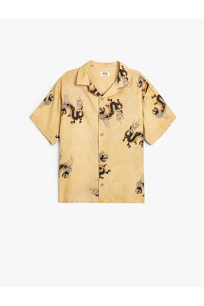 Koton Dragon Printed Viscous Shirt - Short Sleeve
