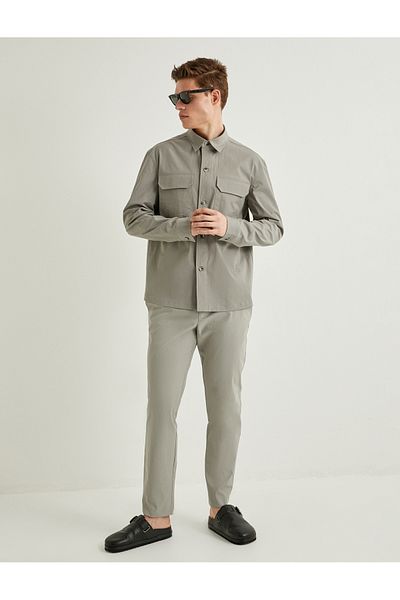 Koton Chino Fabric Trousers - Buttoned and Pocket Detail