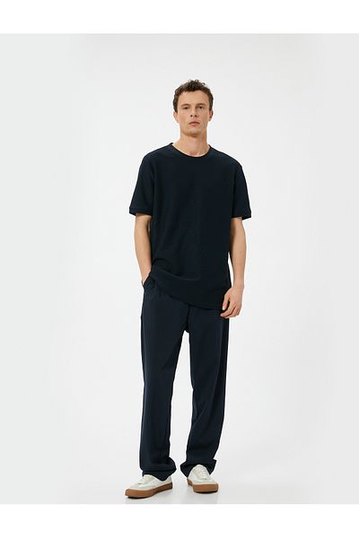 Koton T-shirt με υφή Slim Fit Crew Neck - κοντομάνικο