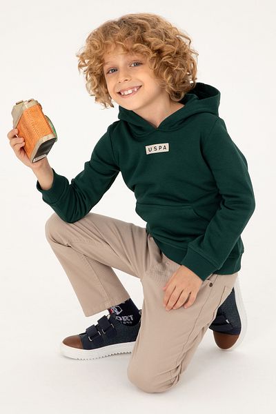 U.S. Polo Assn. Boy's Dark Green Hooded Sweatshirt 50293515 -Vr079