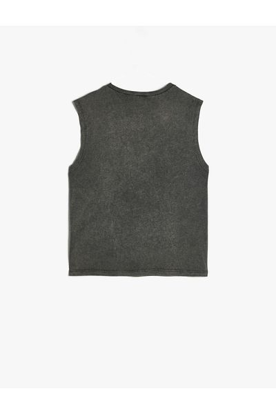 Koton Basic-Tanktop aus Baumwolle mit Rundhalsausschnitt und Applikationen