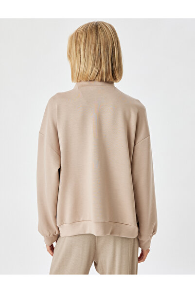 Koton stand Collar and Flap Pocket Detailed Knitted Sweatshirt Pajama Top