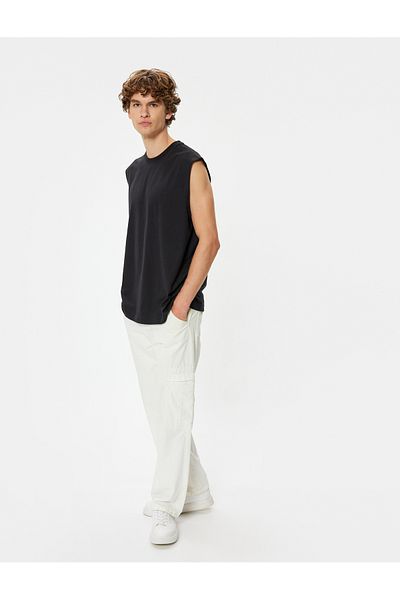 Koton Baumwoll-Tanktop mit Rundhalsausschnitt – ärmelloses Basic-Modell