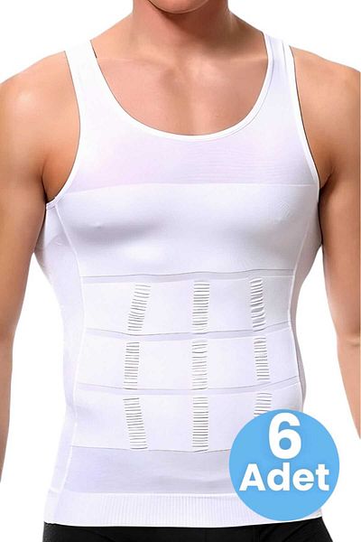 Tezzgelsin Ανδρικό Body Shaper Στήθος και Κοιλιά Συσφιγκτικό Αναπνεύσιμο Μονό Κορσέ 6 τμχ