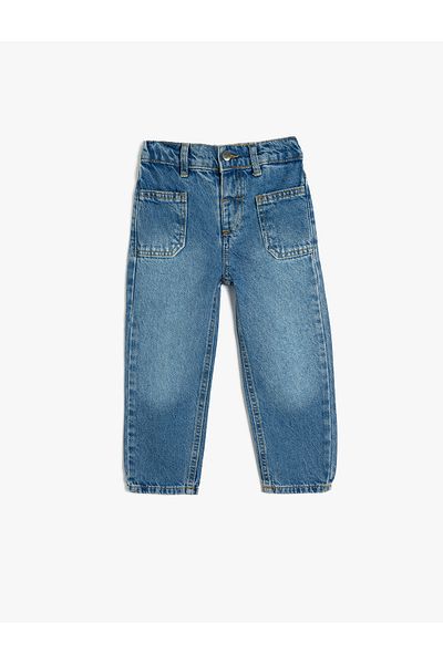 Koton Cotton Jeans - Elastic Waist and Double Pocket Detail