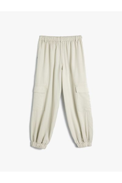 Koton Loose-Fit Jogger Pants - Cargo Pocket and Button