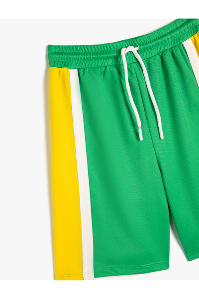 Koton Oversize Spor Şort Beli Bağlamalı Renk Bloklu