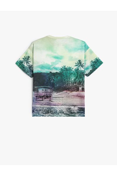 Koton Crew Neck Photo Printed Short Sleeve T-Shirt