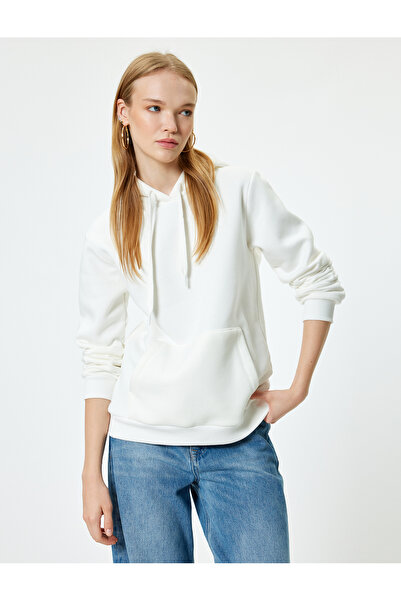 Koton Basic Sweatshirt mit Kapuze und Kängurutasche Langarm