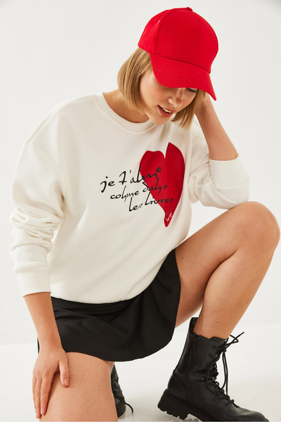 Bianco Lucci Dámská mikina s potiskem srdce a textu Mbhs023 60601023