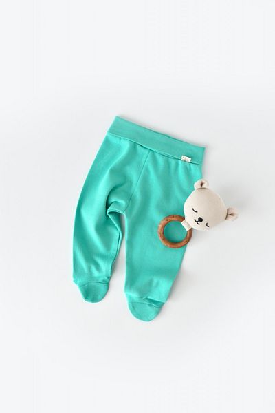 BabyCosy Pantaloni cu Botosei - Bumbac organic Turcoaz BabyCosy, 3-6 luni