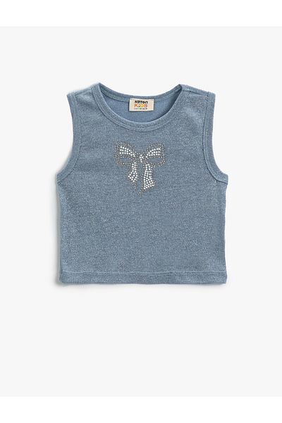 Koton Glitzerndes, schmal geschnittenes Crop-Tanktop mit Rundhalsausschnitt - ärmellos