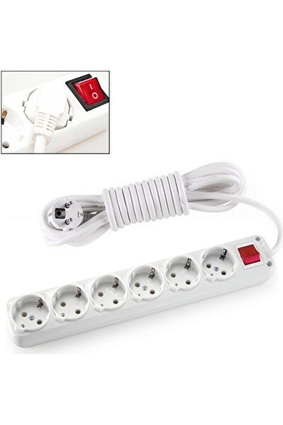 Genel Markalar 6lı Anahtarlı 5mt Topraklı Priz