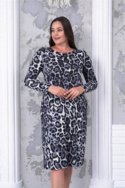 Dipmoda Γυναικείο φόρεμα Με τσέπες Λεοπάρ μοτίβο τεμαχίων σε μεγάλο μέγεθος D...