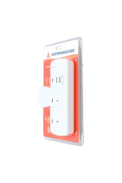 Kistenmacher محول مقبس حائطي سريع الشحن بقوة 3250 واط مزود بمنفذي USB و2-BS