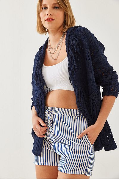 Bianco Lucci Women's Fringed Knitwear Cardigan 20246215
