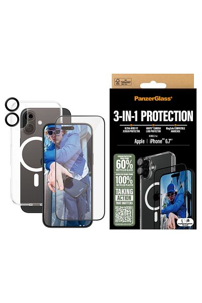 PanzerGlass iPhone 16 Plus 3 in 1 Compatible Screen & Camera Protector & Case