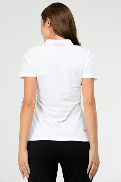 speedlife Λευκό Slim Fit βασικό 100% βαμβακερό κοντό μανίκι πόλο γυναικείο μπλουζάκι SF0684