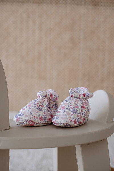 Atelier Babbi %100 Pamuk Bebek Patiği - Minik Çiçekler / Pembe