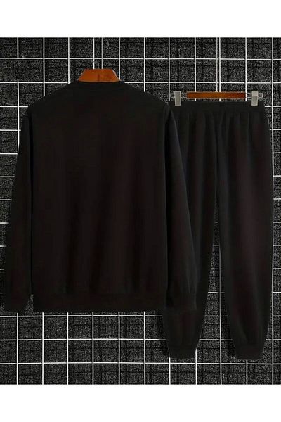 khufu Unisex Milan Italian Printed Black Sweatshirt and Sweatpants Set